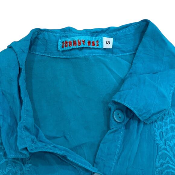 Johnny Was Sangria Embroidered Button Down Blouse - Picture 7 of 8